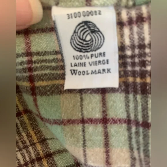 Pendleton Vintage Green and Brown Plaid Button Down 100% Wool Shirt - L - Picture 5 of 8